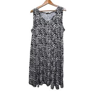 Kim Rogers Black & White Patterned Sleeveless Dress, Size XL, UltraSoft, Travel+